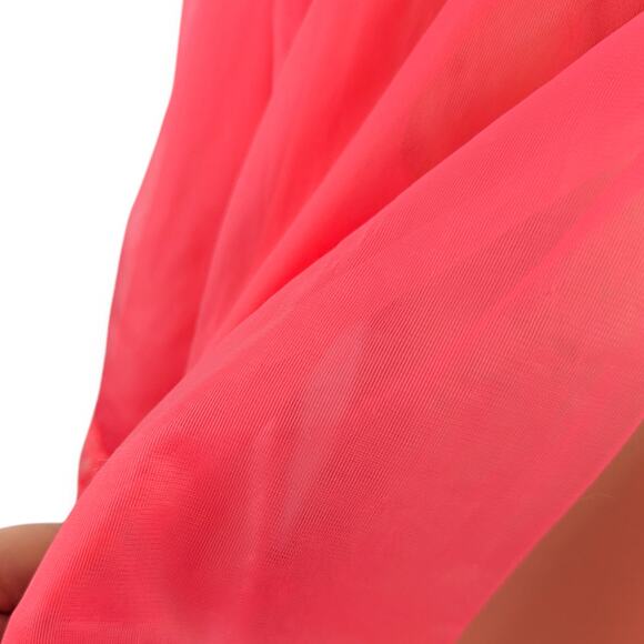 Vintage 1960s Guava Pink Nylon Chiffon Robe - Picture 4 of 6